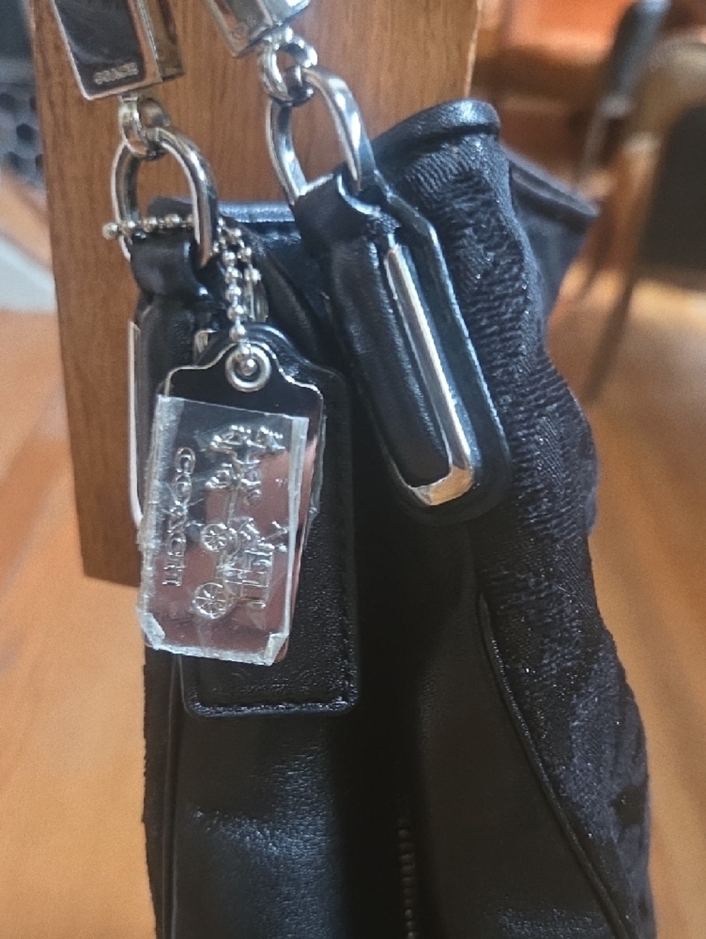 Coach Black Leopard-Print Shoulder Bag with Shimmer - Picture 2 of 5